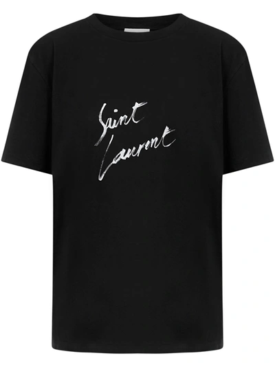 Shop Saint Laurent Signature T-shirt In Black