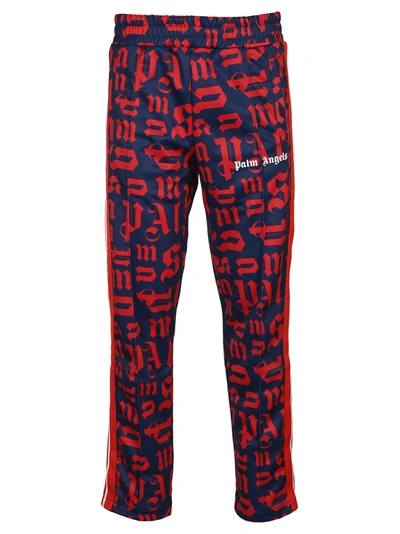 Shop Palm Angels Monogran Track Pants In Red Navy