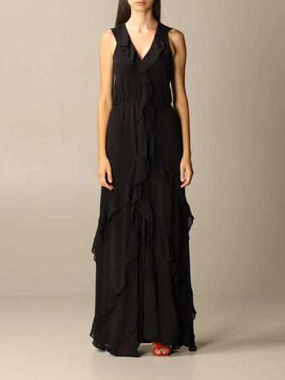 Shop Michael Michael Kors Dress Long  Dress With Ruffles In Black