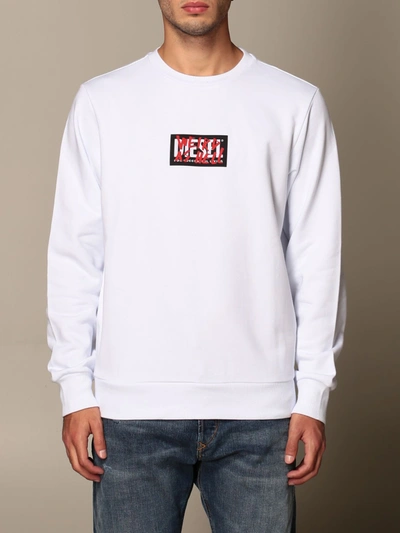 Shop Diesel Sweatshirt In Cotton With Logo In White