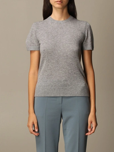 Shop Theory Sweater  Cashmere Sweater With Short Sleeves In Grey