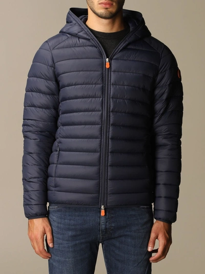 Shop Save The Duck Jacket Gigay  Down Jacket In Light Nylon With Hood In Navy