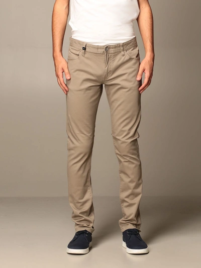 Shop Armani Collezioni Armani Exchange Pants 5 Slim Stretch Cotton Pockets In Beige