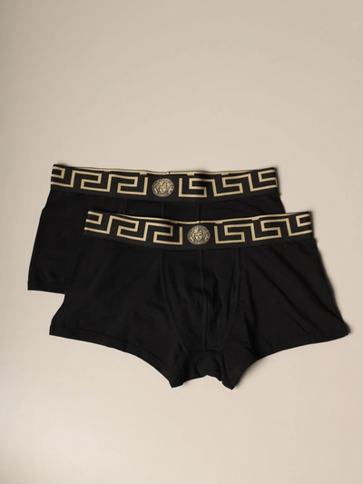Shop Versace Trunks With Greek In Black