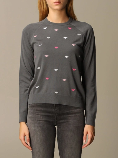 Shop Emporio Armani Sweater In Virgin Wool Blend In Grey