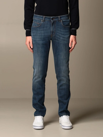 Shop Fay Jeans In Used Stretch Cotton Denim