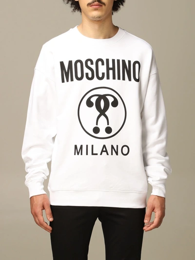 Shop Moschino Couture Sweatshirt With Double Question Mark Print In White