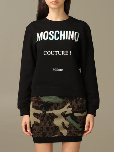 Shop Moschino Sweatshirt  Couture Sweatshirt With Mirror Print In Black