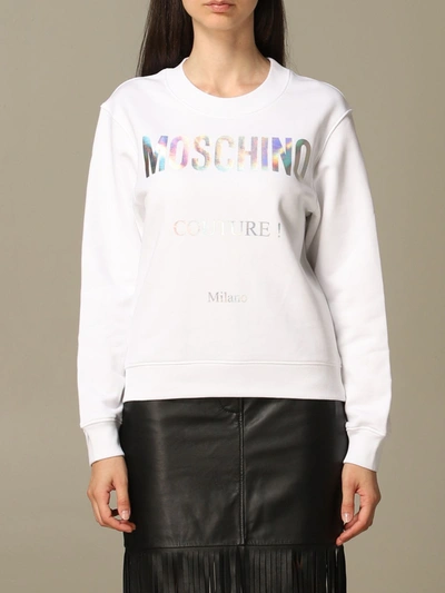 Shop Moschino Couture Sweatshirt With Mirror Print In White