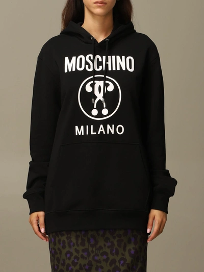 Shop Moschino Sweatshirt  Couture Sweatshirt With Double Question Mark Print In Black