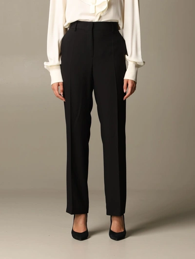 Shop Alberta Ferretti Chino Viscose Blend Trousers In Black
