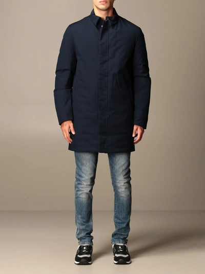 Shop Museum Trench Coat In Cotton Microfiber In Blue