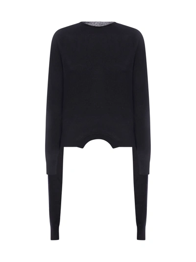 Shop Mm6 Maison Margiela Upside Down Wool Sweater In Black