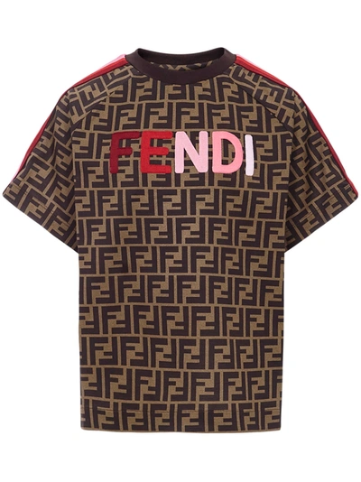 Shop Fendi Kids Zucca T-shirt In Brown