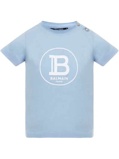 Shop Balmain Paris Kids T-shirt In Light Blue