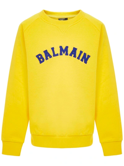 Shop Balmain Paris Kids Sweatshirt In Yellow