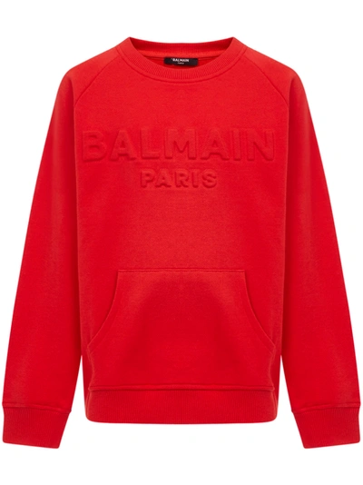 Shop Balmain Paris Kids Sweatshirt In Red