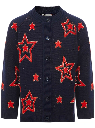 Shop Gucci Junior Cardigan In Red/blue