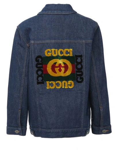 Shop Gucci Junior Jacket In Blue