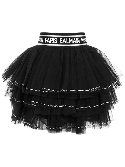 Shop Balmain Paris Kids Skirt In Black