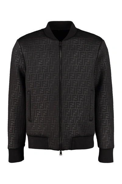 Shop Fendi All Over Logo Motif Jacket In Black