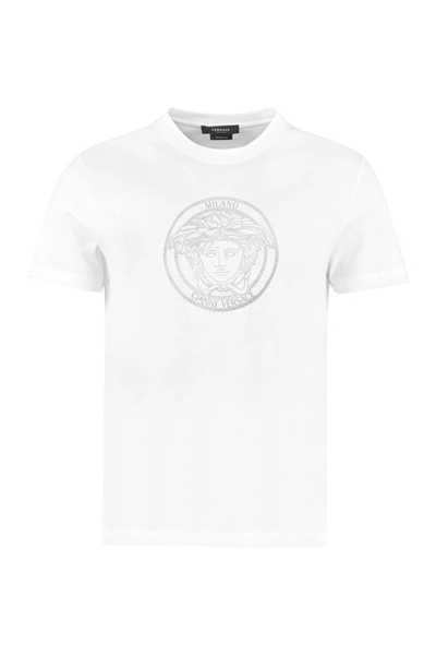 Shop Versace Cotton Crew-neck T-shirt In White