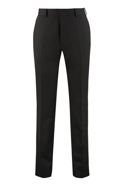 Shop Fendi Virgin Wool Tailored Trousers In Black