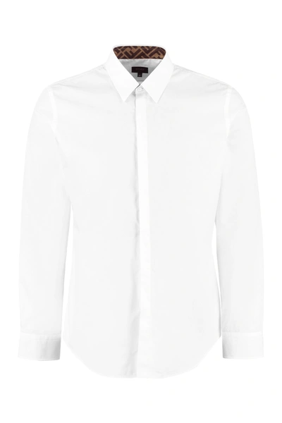 Shop Fendi Cotton Poplin Shirt In White