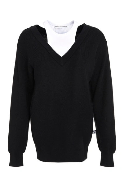 Shop Alexander Wang Wool Layered Sweater In Black