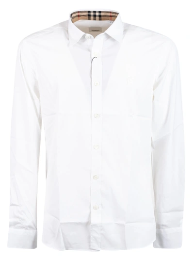 Shop Burberry Checked Collar Shirt In White
