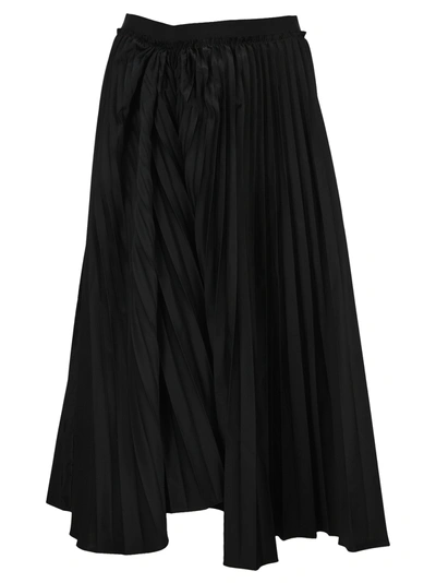 Shop Marni Pleated Technical Cotton Skirt In Black