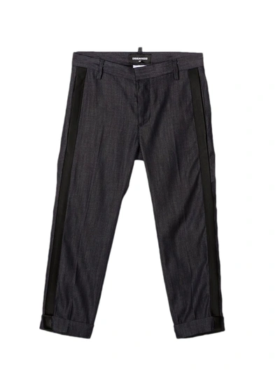 Shop Dsquared2 Blue Stretch Cotton/nylon Trousers