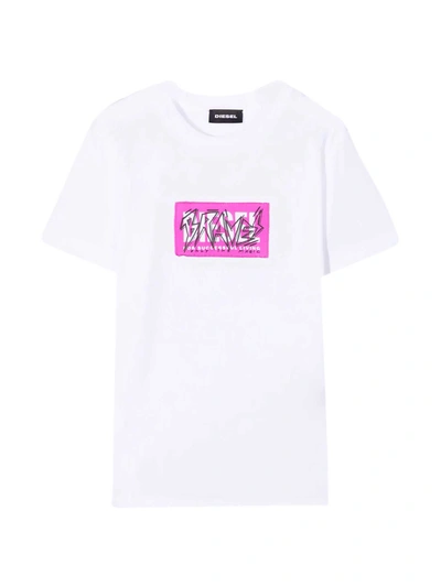 Shop Diesel White T-shirt Teen In Bianco