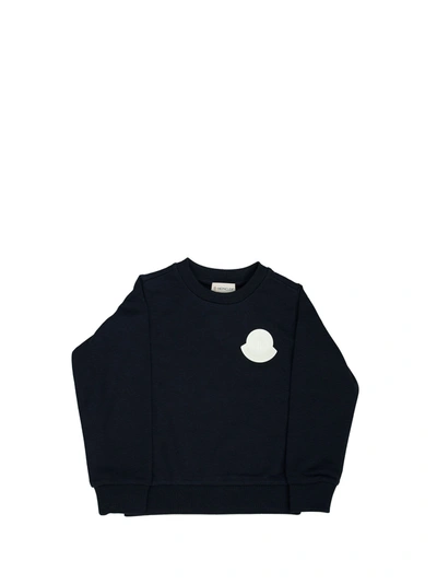 Shop Moncler Crewneck Sweatshirt Whit Logo In Blue