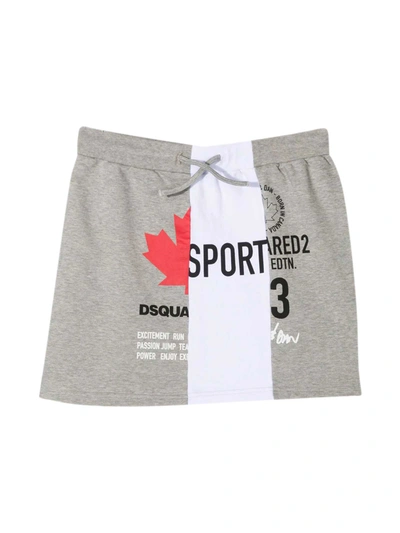 Shop Dsquared2 Gray Teen Skirt In Grigia