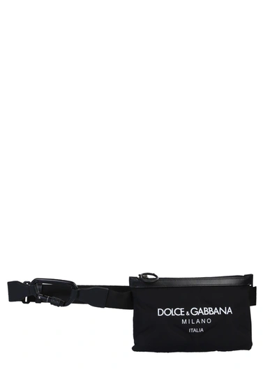 Shop Dolce & Gabbana Embossed Belt Bag With Logo In Nerobianco