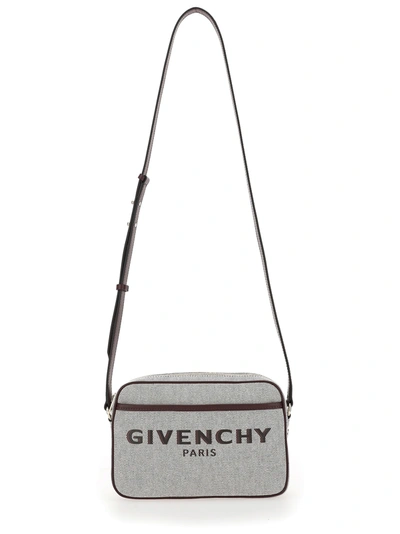 Shop Givenchy Embroidered Logo Crossbody Bag In Viola