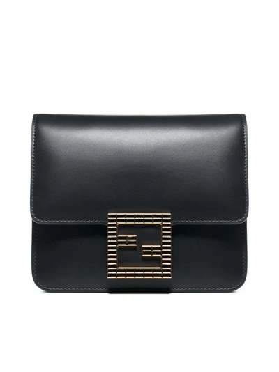 Shop Fendi Small Black Leather Bag In Nero