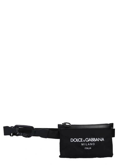 Shop Dolce & Gabbana Embossed Belt Bag With Logo In Nero