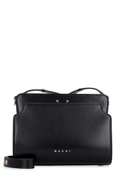 Shop Marni Trunk Reverse Leather Shoulder Bag In Black