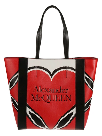 Shop Alexander Mcqueen Engraved Logo Tote In Multicolor