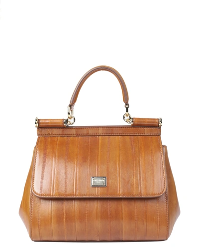 Shop Dolce & Gabbana Caramel Eel Sicily Bag Small