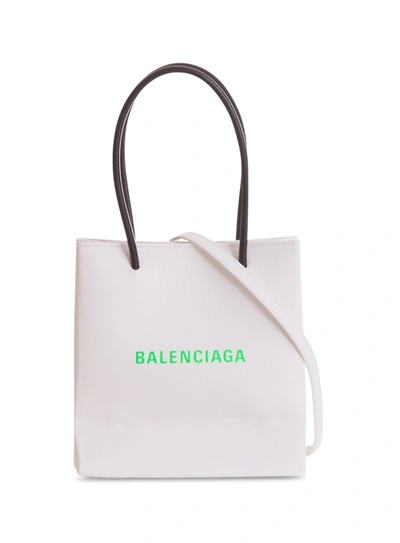 Shop Balenciaga Shopping Tote North-south Xxs In Whitegreen
