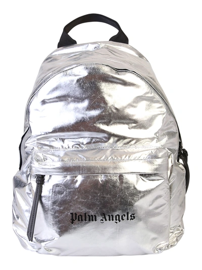 Shop Palm Angels Branded Backpack In Metallic