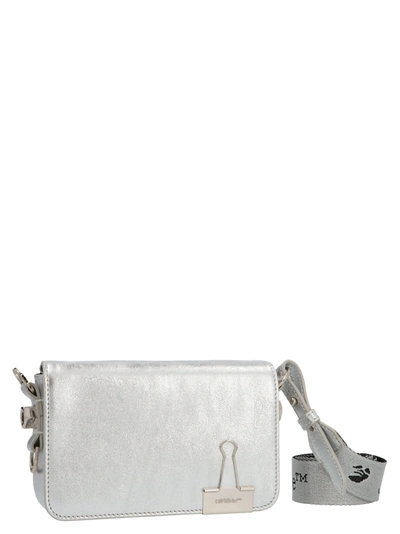 Shop Off-white Binder Clip Crossbody Bag In Silver No Color)