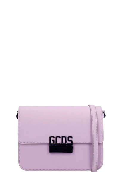 Shop Gcds Flap Bag Shoulder Bag In Viola Leather