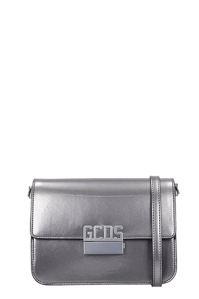 Shop Gcds Shoulder Bag In Silver Leather
