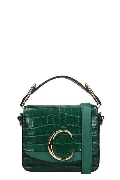 Shop Chloé Green Leather Mini Chloe C Bag