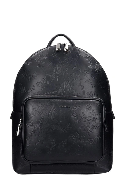 Shop Versace Backpack In Black Leather