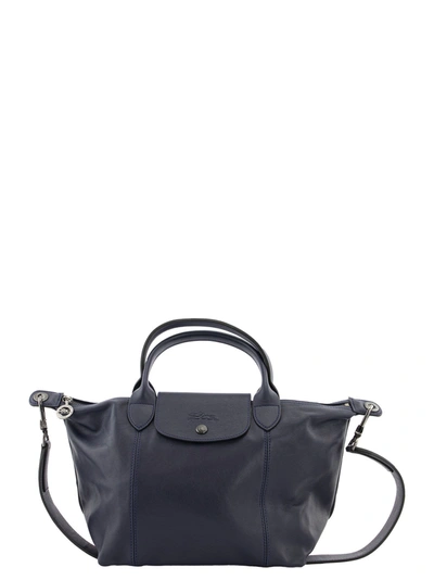 Shop Longchamp Le Pliage Cuir - Top Handle Bag S In Navy